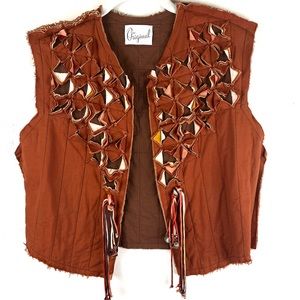 Vintage Coni Original Vest Millefiori Beads Tassel Patchwork 60s 70s Unisex M.